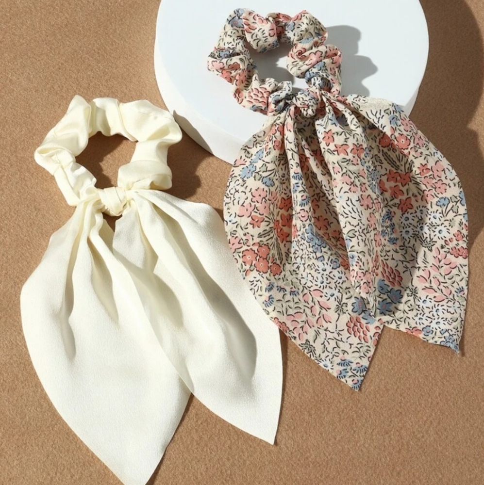 Two Pack Victorian Floral Hair Scrunchies